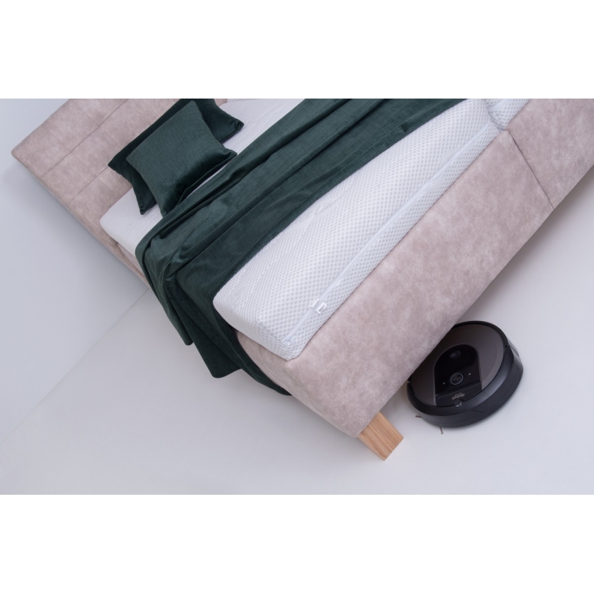 Polstret seng med madras og opbevaringsplads VIOLET 160x200 cm beige