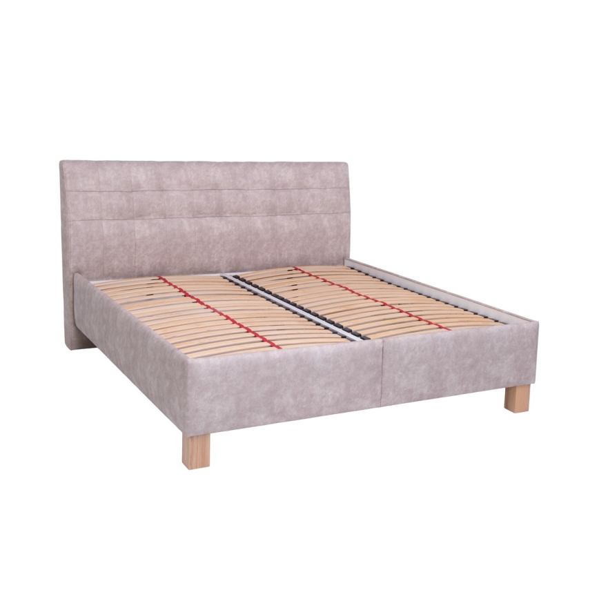 Polstret seng med madras og opbevaringsplads VIOLET 160x200 cm beige