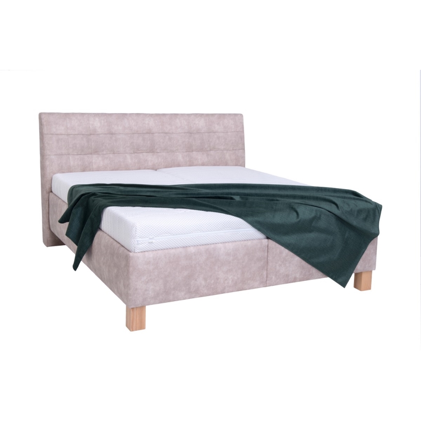 Polstret seng med madras og opbevaringsplads VIOLET 160x200 cm beige