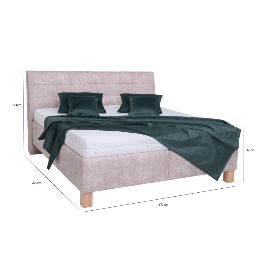 Polstret seng med madras og opbevaringsplads VIOLET 160x200 cm beige
