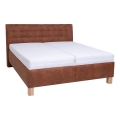Polstret seng med madras og opbevaringsplads VIOLET 160x200 cm cognac brun