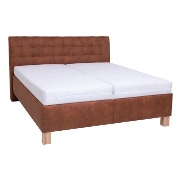 Polstret seng med madras og opbevaringsplads VIOLET 160x200 cm cognac brun