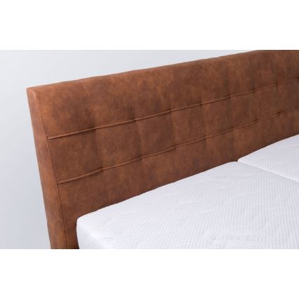 Polstret seng med madras og opbevaringsplads VIOLET 160x200 cm cognac brun