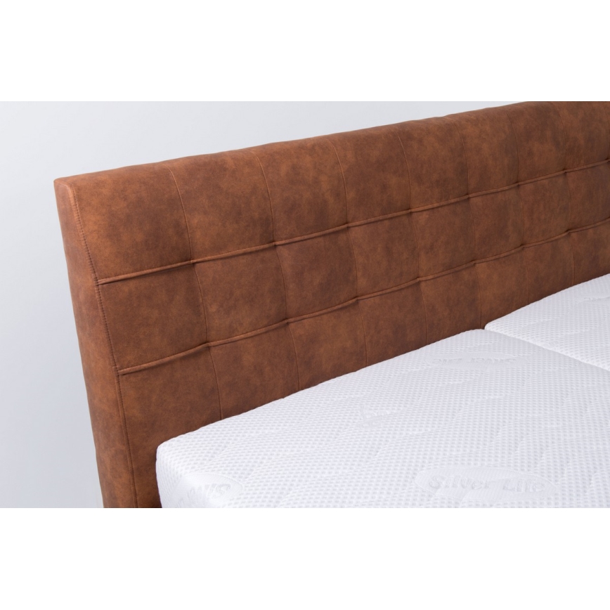 Polstret seng med madras og opbevaringsplads VIOLET 160x200 cm cognac brun