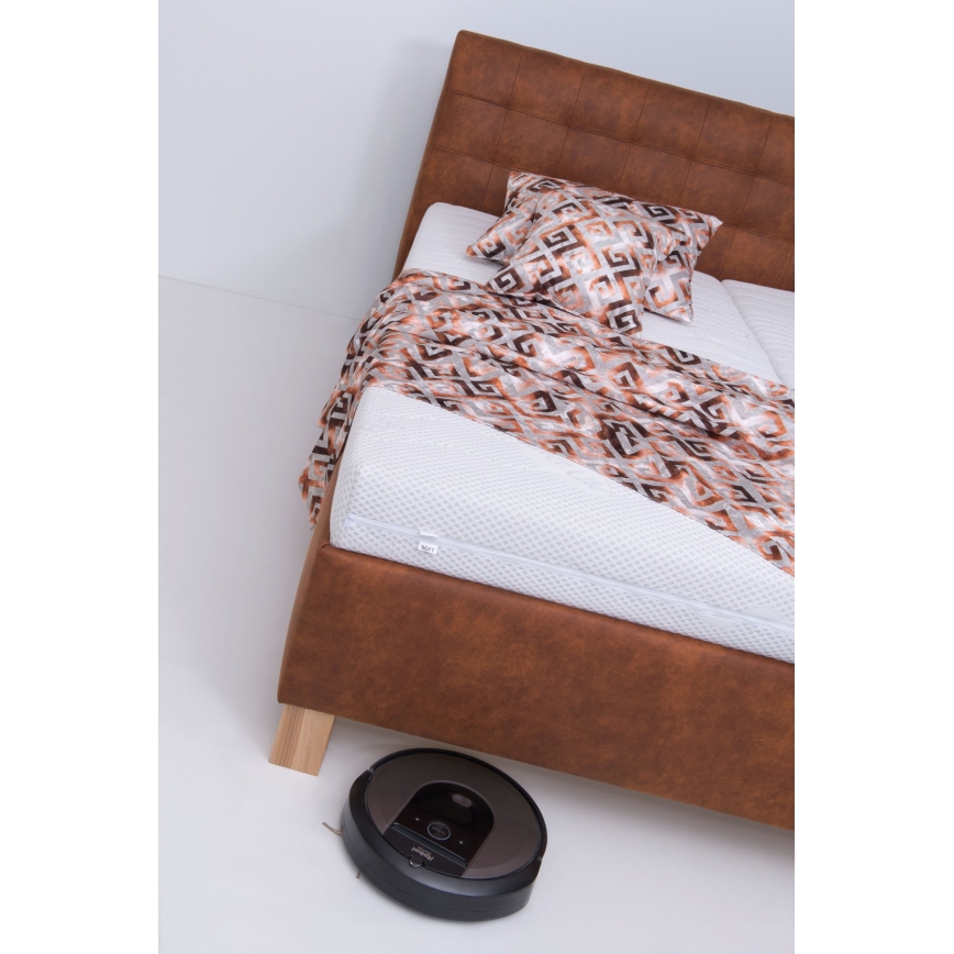 Polstret seng med madras og opbevaringsplads VIOLET 160x200 cm cognac brun