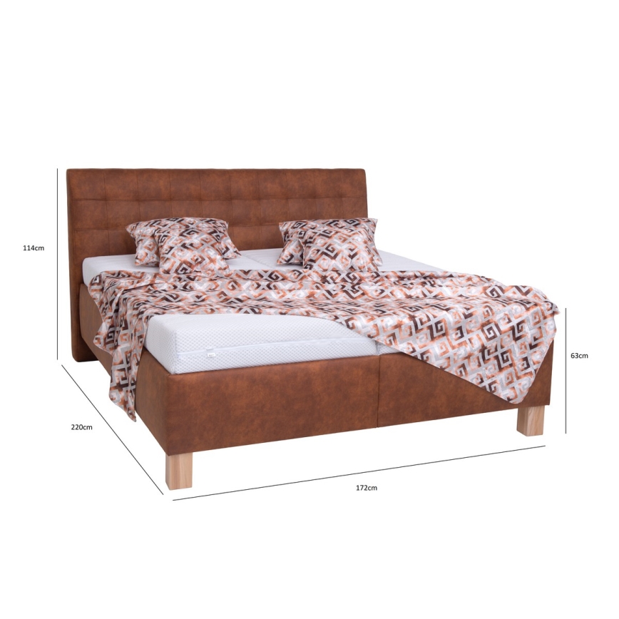 Polstret seng med madras og opbevaringsplads VIOLET 160x200 cm cognac brun