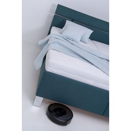 Polstret seng med madras og opbevaringsrum ALIS 180x200 cm petroleum
