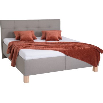 Polstret seng med madras og opbevaringsrum MARIA 160x200 cm taupe