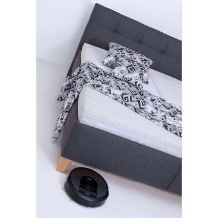 Polstret seng med madras og praktisk opbevaringsrum MARIA 180x200 cm grå