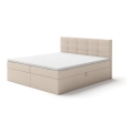 Polstret seng med madras og topmadras med opbevaringsplads EMBER 180x200 cm beige