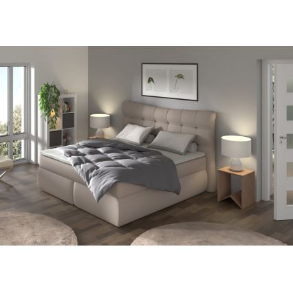 Polstret seng med madras og topmadras SOFIA 180x200 cm beige