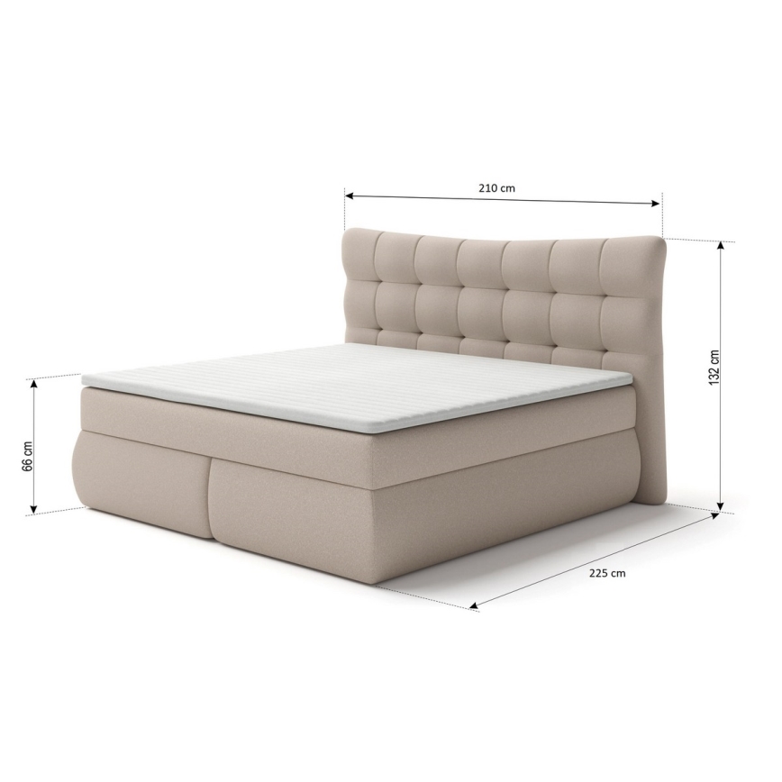 Polstret seng med madras og topmadras SOFIA 180x200 cm beige
