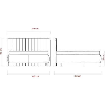 Polstret seng med madrasser og opbevaringsplads ALEXA 180x200 cm beige