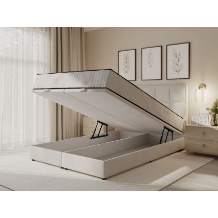 Polstret seng med madrasser og opbevaringsplads GRACE 160x200 cm beige