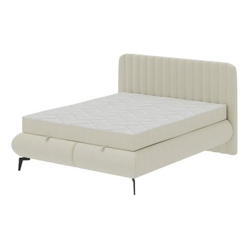 Polstret seng med madrasser og opbevaringsplads ALEXA 140x200 cm beige