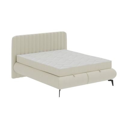 Polstret seng med madrasser og opbevaringsplads ALEXA 180x200 cm, beige