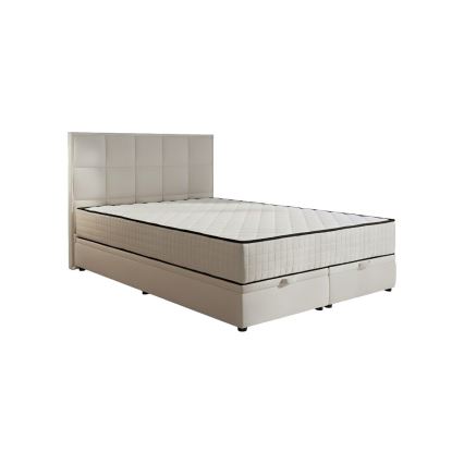 Polstret seng med madrasser og opbevaringsplads GRACE 140x200 cm, beige