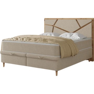 Polstret seng med madrasser og opbevaringsplads NAOMI 160x200 cm beige