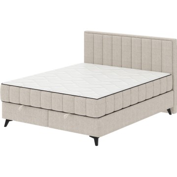 Polstret seng med madrasser og topmadras med opbevaringsplads ALICIA 160x200 cm beige