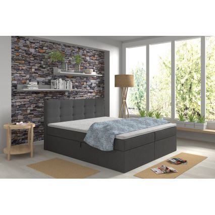 Polstret seng med madrasser og topmadras med opbevaringsplads EMBER 160x200 cm antracit
