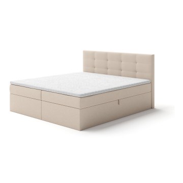 Polstret seng med madrasser og topmadras med opbevaringsplads EMBER 160x200 cm beige