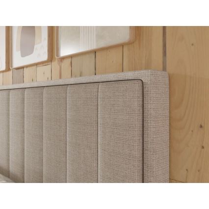Polstret seng med madrasser og topmadras med opbevaringsplads ALICIA 160x200 cm beige