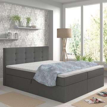 Polstret seng med madrasser, topmadras og opbevaringsplads EMBER 180x200 cm antracit