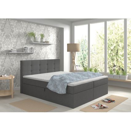 Polstret seng med madrasser, topmadras og opbevaringsplads EMBER 180x200 cm antracit