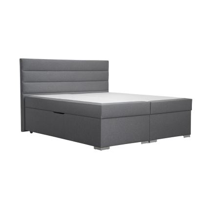 Polstret seng med opbevaringsplads og madrasser med topmadras NEW BOLERO 180x200 cm grå