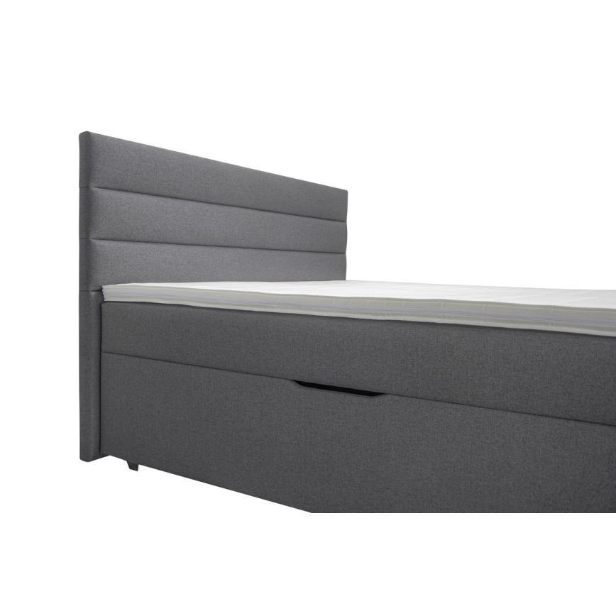 Polstret seng med opbevaringsplads og madrasser med topmadras NEW BOLERO 180x200 cm grå