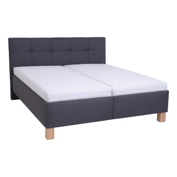 Polstret seng med opbevaring uden madras MARIA 180x200 cm grå