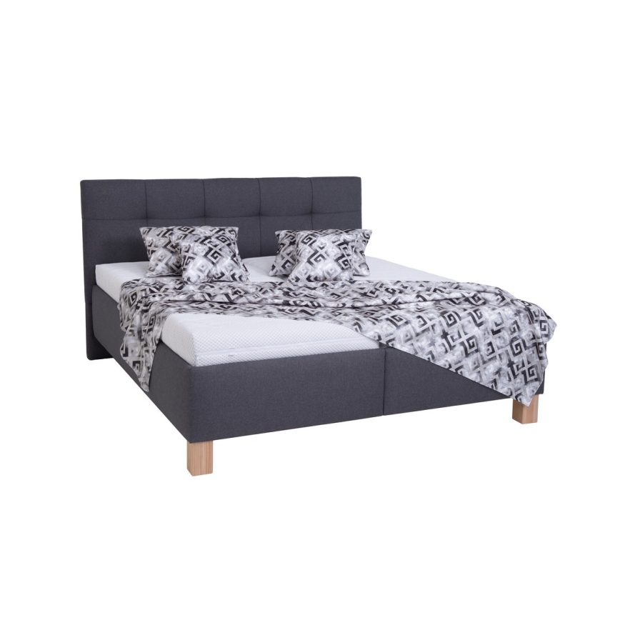 Polstret seng med opbevaring uden madras MARIA 180x200 cm grå