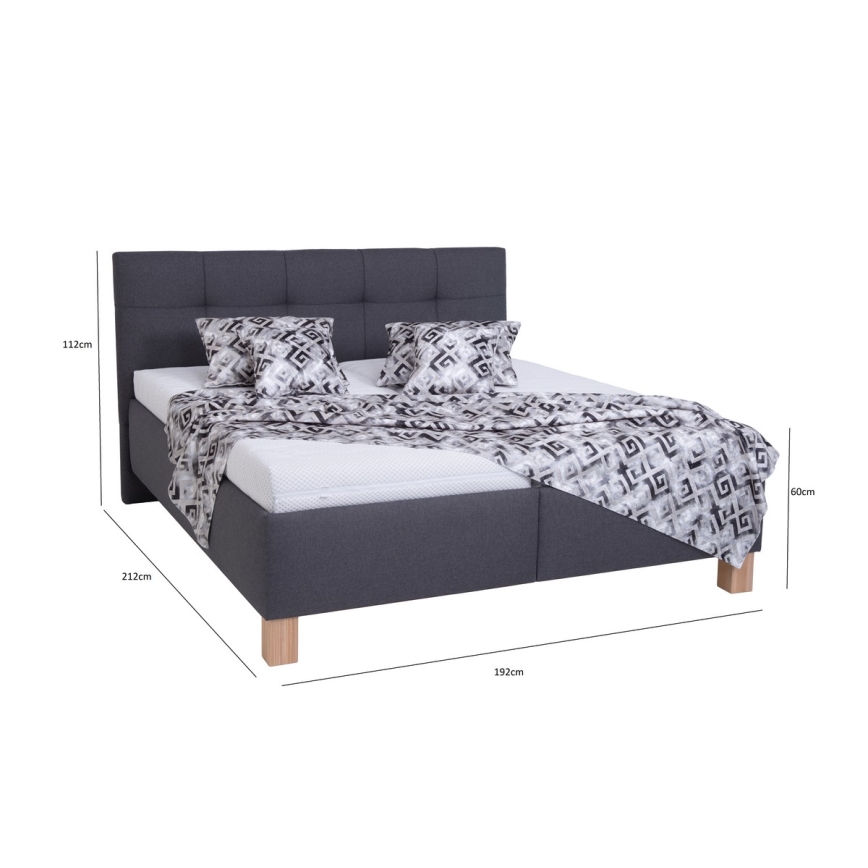 Polstret seng med opbevaring uden madras MARIA 180x200 cm grå