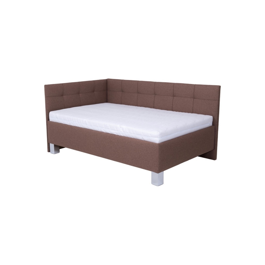 Polstret seng med opbevaring uden madras MARIA PETITE 120x200 cm brun