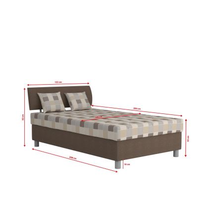 Polstret seng med opbevaringsplads og madras GEORGE 120x200 cm brun