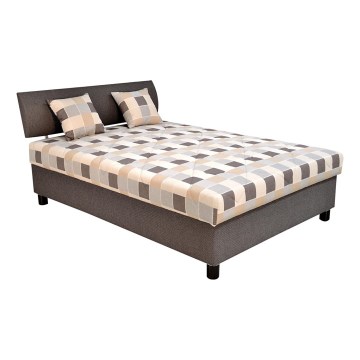 Polstret seng med opbevaringsplads og madras GEORGE 140x200 cm brun