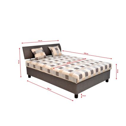 Polstret seng med opbevaringsplads og madras GEORGE 140x200 cm brun