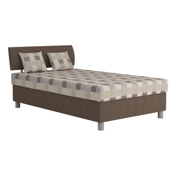 Polstret seng med opbevaringsplads og madras GEORGE 90x200 cm brun