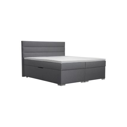 Polstret seng med opbevaring og madrasser med topmadras NEW BOLERO 180x200 cm grå