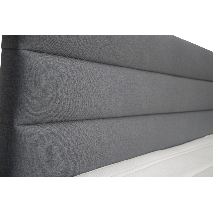 Polstret seng med opbevaring og madrasser med topmadras NEW BOLERO 180x200 cm grå
