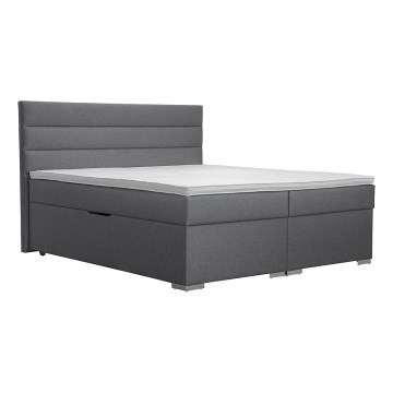 Polstret seng med opbevaringsplads og matracemi med topper NEW BOLERO 160x200 cm grå