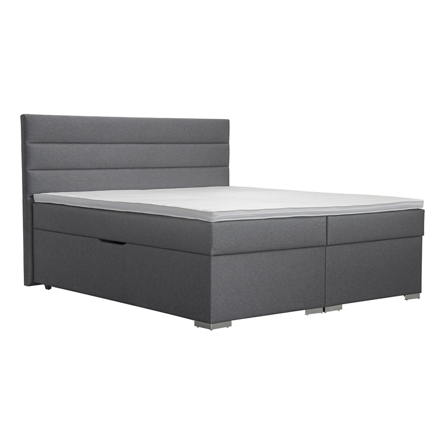 Polstret seng med opbevaringsplads og matracemi med topper NEW BOLERO 180x200 cm grå