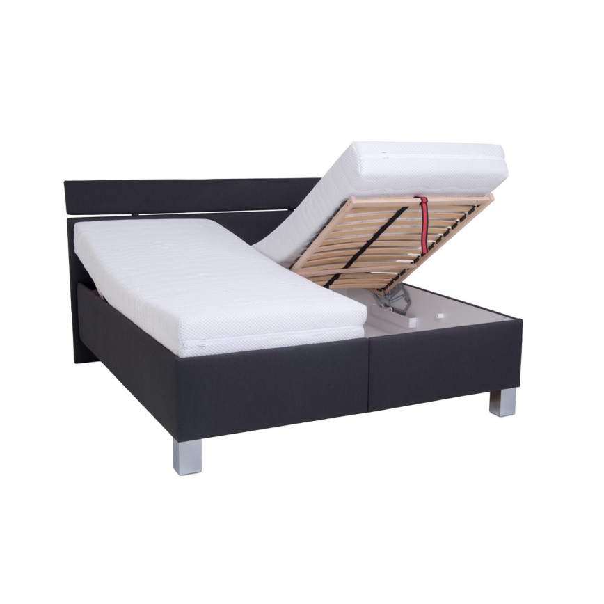 Polstret seng med opbevaringsplads uden madras ALIS 160x200 cm antracit