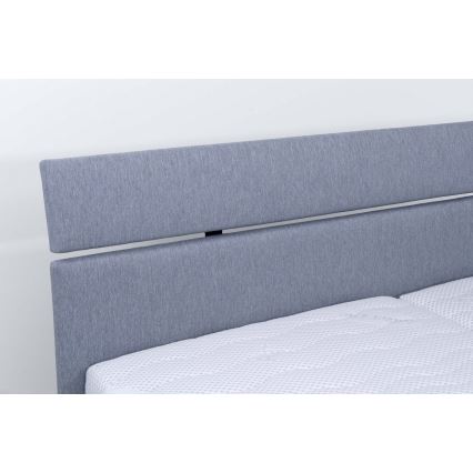 Polstret seng med opbevaringsplads uden madras ALIS 160x200 cm lys grå