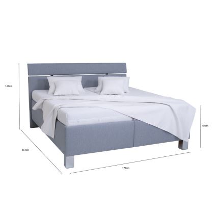 Polstret seng med opbevaringsplads uden madras ALIS 160x200 cm lys grå