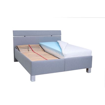 Polstret seng med opbevaringsplads uden madras ALIS 160x200 cm lysegrå