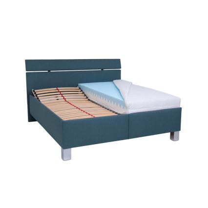 Polstret seng med opbevaringsplads uden madras ALIS 160x200 cm petrol