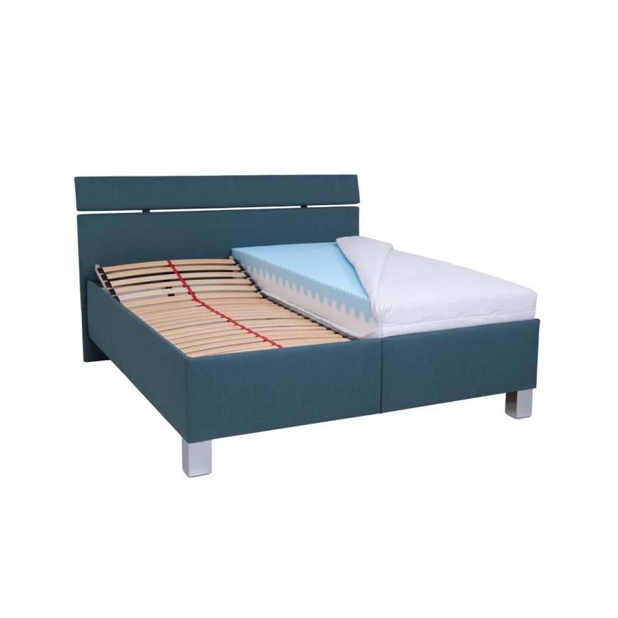 Polstret seng med opbevaringsplads uden madras ALIS 160x200 cm petrol