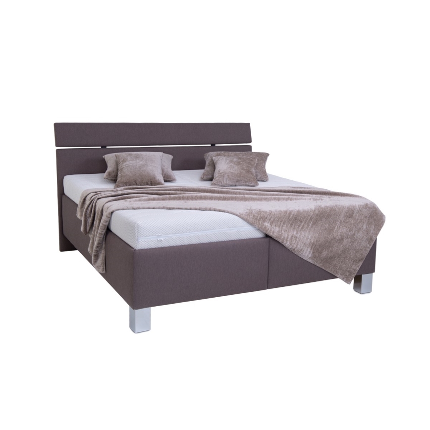 Polstret seng med opbevaringsplads uden madras ALIS 180x200 cm brun