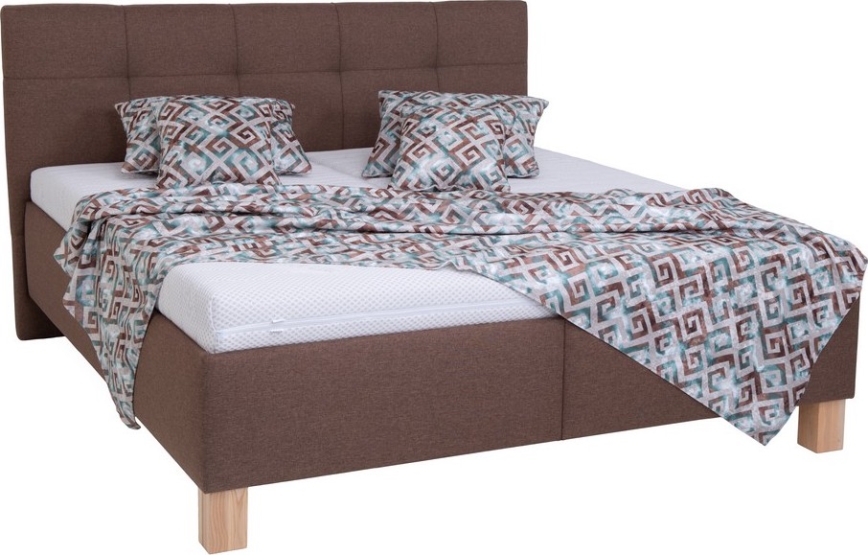 Polstret seng med opbevaringsplads uden madras MARIA 160x200 cm brun